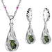 Sterling Silver Wedding Party Jewelry Sets Crystals Pendant Necklace Earrings Jewelry
