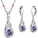 Sterling Silver Wedding Party Jewelry Sets Crystals Pendant Necklace Earrings Jewelry