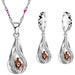 Sterling Silver Wedding Party Jewelry Sets Crystals Pendant Necklace Earrings Jewelry