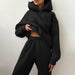 Women Elegant Solid Sets Hoodie Sweatshirts And Long Pant Fashion Two Pieces Set