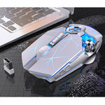 Rechargeable Wireless Silent Gaming Mouse 1600 DPI Ergonomic RGB LED Backlit 2.4G USB Receiver Mouse