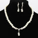 Women Bridal Elegant Wedding Party Pearl Rhinestone Necklace Earrings Jewelry Set