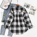 Women Shirt Plaid Oversize Turn-down Collar Leisure Fashion Loose Tops