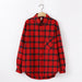 Women Shirt Plaid Oversize Turn-down Collar Leisure Fashion Loose Tops
