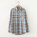 Women Shirt Plaid Oversize Turn-down Collar Leisure Fashion Loose Tops