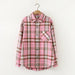 Women Shirt Plaid Oversize Turn-down Collar Leisure Fashion Loose Tops