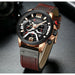 Casual Fashion Sports Watches Men Luxury Military Leather Wristwatch