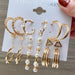 Fashion Pearl Hoop Earrings Set Women Geometirc Gold Metal Circle Hoop Earrings