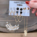 Fashion Pearl Hoop Earrings Set Women Geometirc Gold Metal Circle Hoop Earrings