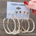 Fashion Pearl Hoop Earrings Set Women Geometirc Gold Metal Circle Hoop Earrings