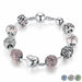 Silver Plated Charm Bracelet & Bangle Love and Flower Beads Women Jewelry