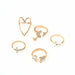 Vintage Bohemian Rings Set Heart Butterfly Gold Crystal Geometric Women Finger Rings