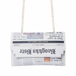 Chain Shoulder Strap Creative Newspaper Printing Bag Casual Square Crossbody Bag