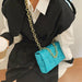 Women Cross-Body Bag Weave Flap Quality Leather Thick Chain Shoulder Handbag