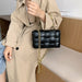 Women Cross-Body Bag Weave Flap Quality Leather Thick Chain Shoulder Handbag
