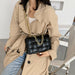 Women Cross-Body Bag Weave Flap Quality Leather Thick Chain Shoulder Handbag