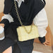 Women Cross-Body Bag Weave Flap Quality Leather Thick Chain Shoulder Handbag