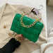 Women Cross-Body Bag Weave Flap Quality Leather Thick Chain Shoulder Handbag