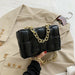 Women Cross-Body Bag Weave Flap Quality Leather Thick Chain Shoulder Handbag
