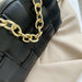 Women Cross-Body Bag Weave Flap Quality Leather Thick Chain Shoulder Handbag