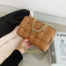 Women Cross-Body Bag Weave Flap Quality Leather Thick Chain Shoulder Handbag