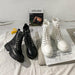 White Black PU Leather Ankle Boots Women Autumn Winter Round Toe Lace Up Shoes