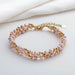 14K Gold Filled Multi-Layered Bracelet Natural Freshwater Pearl Twisted Fashion Jewelry