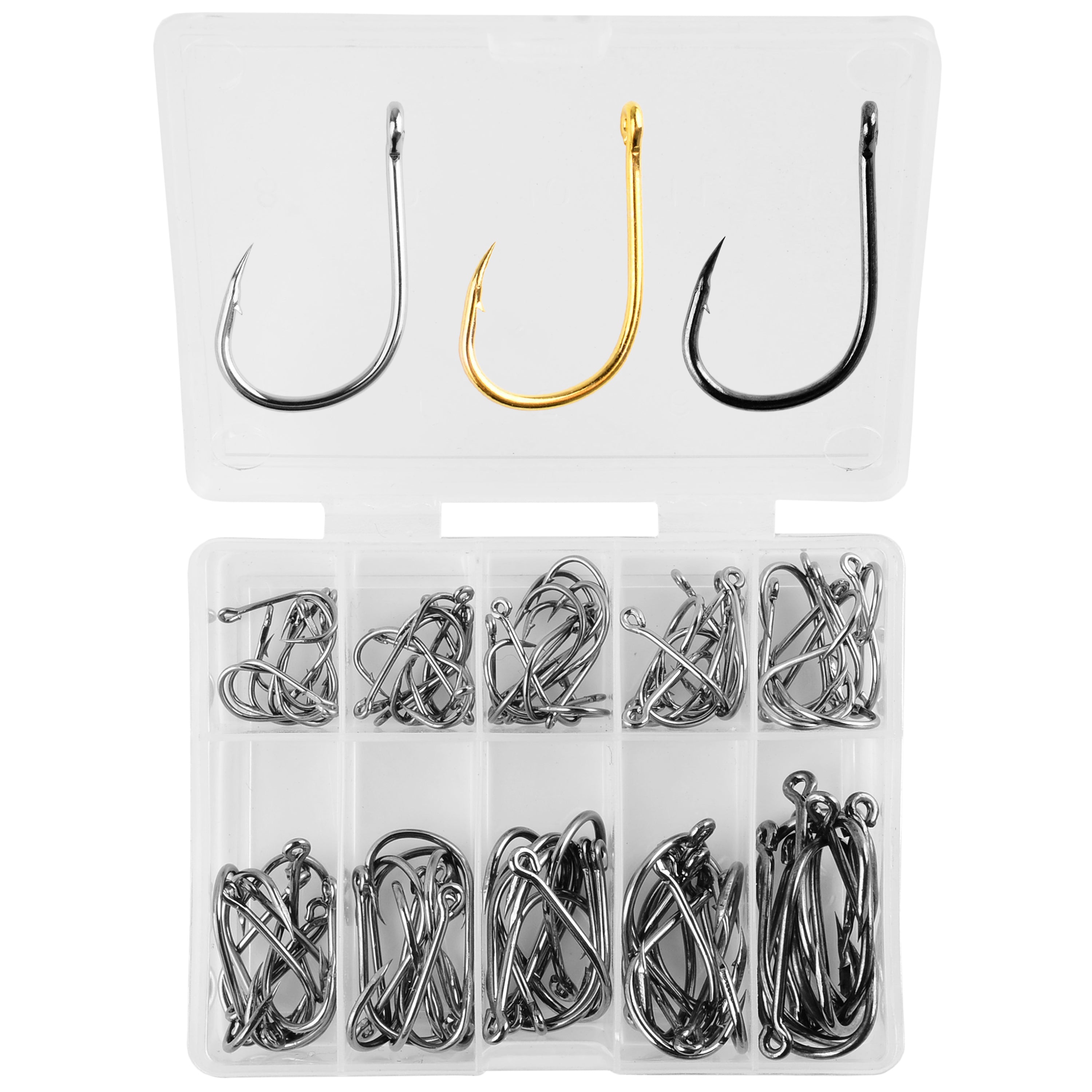 100Pcs Fishing Hooks Set Carbon Steel Circle Fishing Barbed Carp Hooks 100Pcs gold 100Pcs Fishing Hooks Set Carbon Steel Circle Fishing Barbed Carp Hooks 100Pcs gold