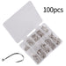 100PCS Fishing Hooks Set Carbon Steel Single Circle Fishing Barbed Carp Hooks