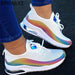 Women Colorful Cool Sneaker Ladies Lace Up Vulcanized Casual Flat Comfort Shoes