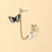 Butterfly Fashion Clip Earrings Women's Stainless Steel Double Pierced Earrings Jewelry