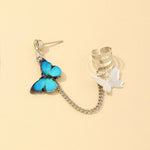 Butterfly Fashion Clip Earrings Women's Stainless Steel Double Pierced Earrings Jewelry