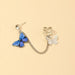 Butterfly Fashion Clip Earrings Women's Stainless Steel Double Pierced Earrings Jewelry