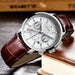 Men Watches LIGE Brand Leather Chronograph Waterproof Sporty Wristwatch