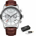 Men Watches LIGE Brand Leather Chronograph Waterproof Sporty Wristwatch