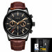 Men Watches LIGE Brand Leather Chronograph Waterproof Sporty Wristwatch