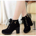 Women Pumps Boots High Quality Lace-Up European PU High Heels Boots