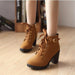 Women Pumps Boots High Quality Lace-Up European PU High Heels Boots