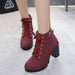 Women Pumps Boots High Quality Lace-Up European PU High Heels Boots