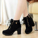 Women Pumps Boots High Quality Lace-Up European PU High Heels Boots