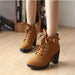 Women Pumps Boots High Quality Lace-Up European PU High Heels Boots