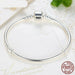 925 Sterling Silver Bracelet Barrel Snap Clasp Cubic Zirconia Bangle Charm Bracelet