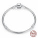 925 Sterling Silver Bracelet Barrel Snap Clasp Cubic Zirconia Bangle Charm Bracelet