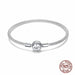925 Sterling Silver Bracelet Barrel Snap Clasp Cubic Zirconia Bangle Charm Bracelet