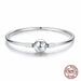 925 Sterling Silver Bracelet Barrel Snap Clasp Cubic Zirconia Bangle Charm Bracelet
