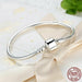 925 Sterling Silver Bracelet Barrel Snap Clasp Cubic Zirconia Bangle Charm Bracelet