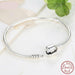 925 Sterling Silver Bracelet Barrel Snap Clasp Cubic Zirconia Bangle Charm Bracelet