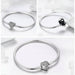 925 Sterling Silver Bracelet Barrel Snap Clasp Cubic Zirconia Bangle Charm Bracelet
