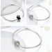 925 Sterling Silver Bracelet Barrel Snap Clasp Cubic Zirconia Bangle Charm Bracelet