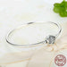 925 Sterling Silver Bracelet Barrel Snap Clasp Cubic Zirconia Bangle Charm Bracelet